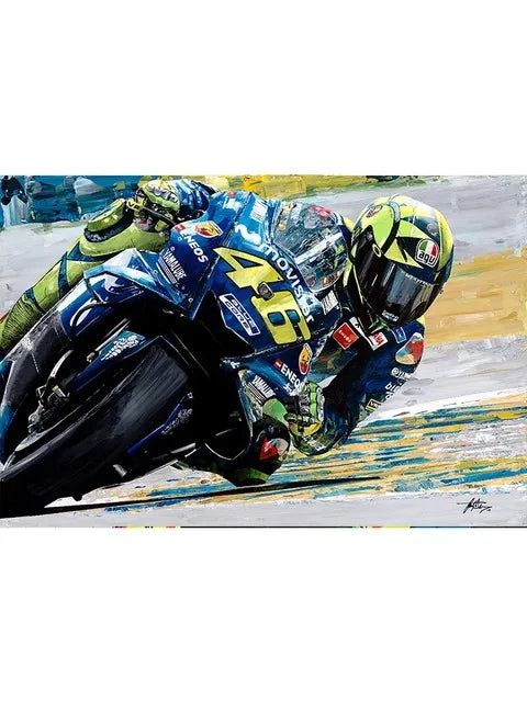Valentino Rossi Motorcycle Racing Canvas Wall Art - 12 / 20x30cm no frame - Posters