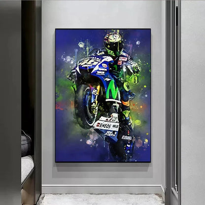 Valentino Rossi Motorcycle Racing Canvas Wall Art - Posters