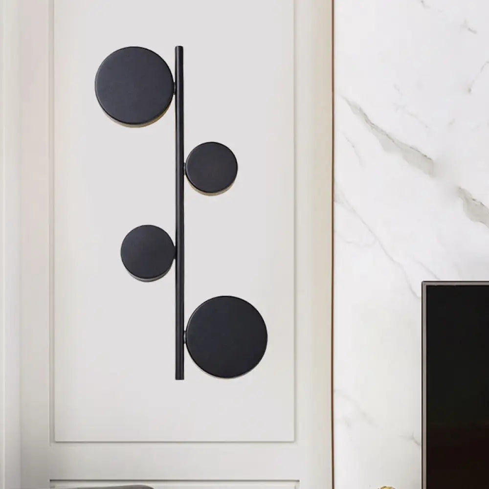 Vertical Linear Sconce Light: Black/Gold Finish, Post-Modern Design with 3 LED Metal Wall Lamp Heads