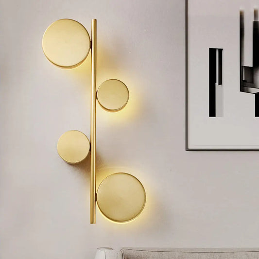 Vertical Linear Sconce Light: Black/Gold Finish, Post-Modern Design with 3 LED Metal Wall Lamp Heads