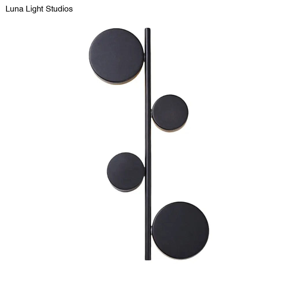 Vertical Linear Sconce Light: Black/Gold Finish, Post-Modern Design with 3 LED Metal Wall Lamp Heads