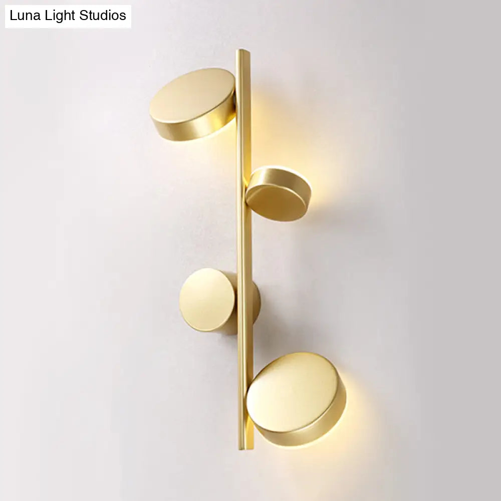Vertical Linear Sconce Light: Black/Gold Finish, Post-Modern Design with 3 LED Metal Wall Lamp Heads