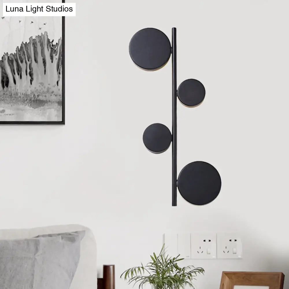 Vertical Linear Sconce Light: Black/Gold Finish, Post-Modern Design with 3 LED Metal Wall Lamp Heads