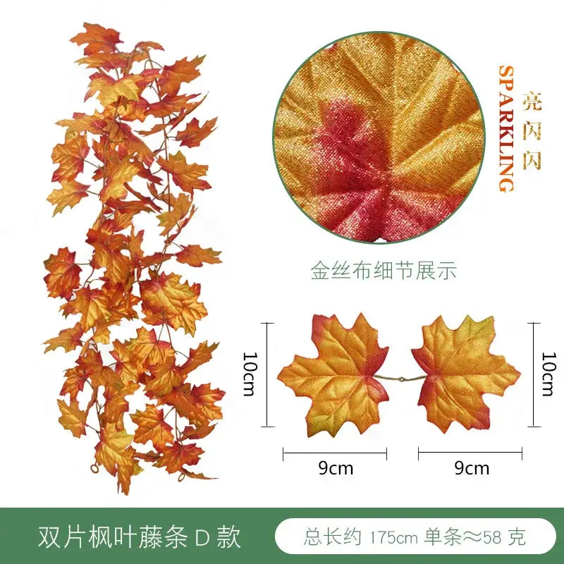 A sparkling autumn-colored hanging decoration made of golden and reddish-orange silk fabric by decorbites harvest home