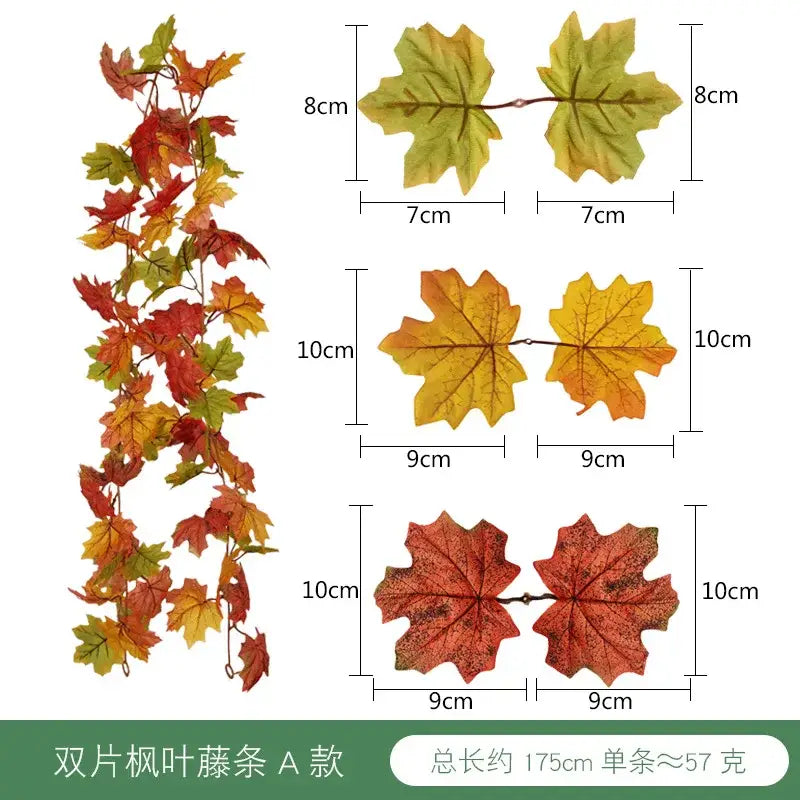 Vibrant autumn harvest hanging decoration featuring artificial maple leaf garland with red orange and yellow hues by decorbites harvest home
