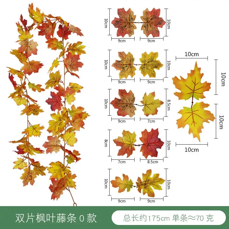Vibrant autumn harvest hanging decoration featuring artificial maple leaf garland with red orange yellow hues decorbites harvest