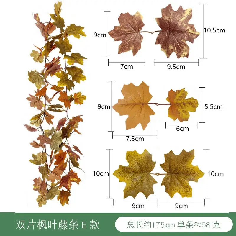 Vibrant autumn harvest hanging decoration featuring artificial grapevine leaf garland in brown orange and yellow decorbites harvest