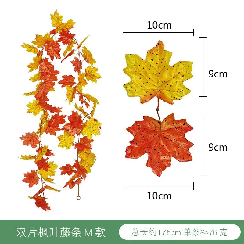 Vibrant autumn harvest hanging decoration featuring artificial orange and yellow maple leaf garland for decorbites harvest home