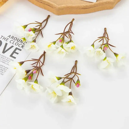 White artificial cherry blossom branches with pink buds on brown stems for decorbites artificial flowers living room decor