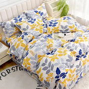 White duvet cover bedding set with vibrant yellow blue and gray floral leaf pattern for bedroom decorbites decor