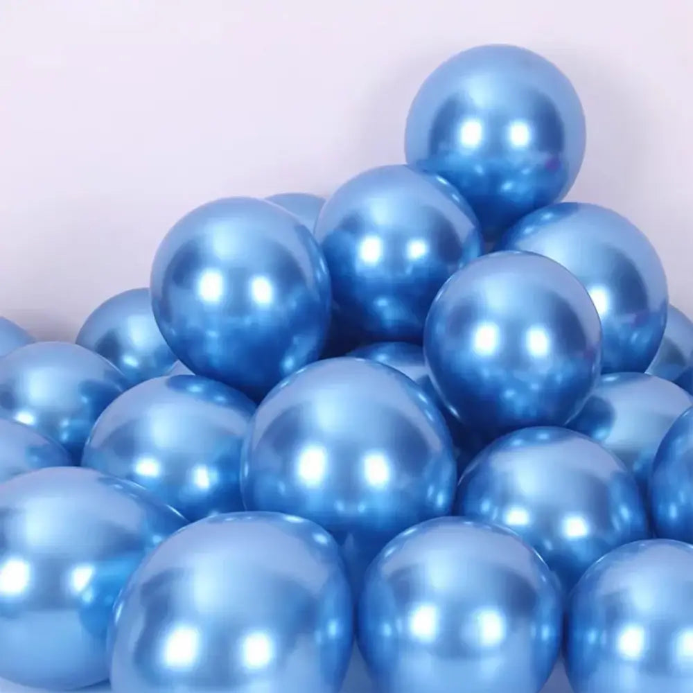 Shiny metallic blue latex confetti balloon set featuring vibrant metal latex confetti for party decor