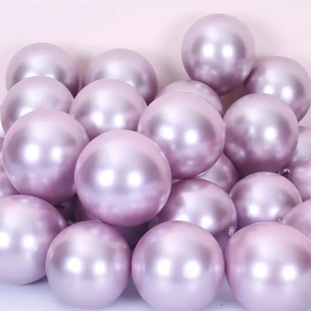 Shiny lavender pearl-effect latex confetti balloon set featuring vibrant metallic latex confetti for party decor