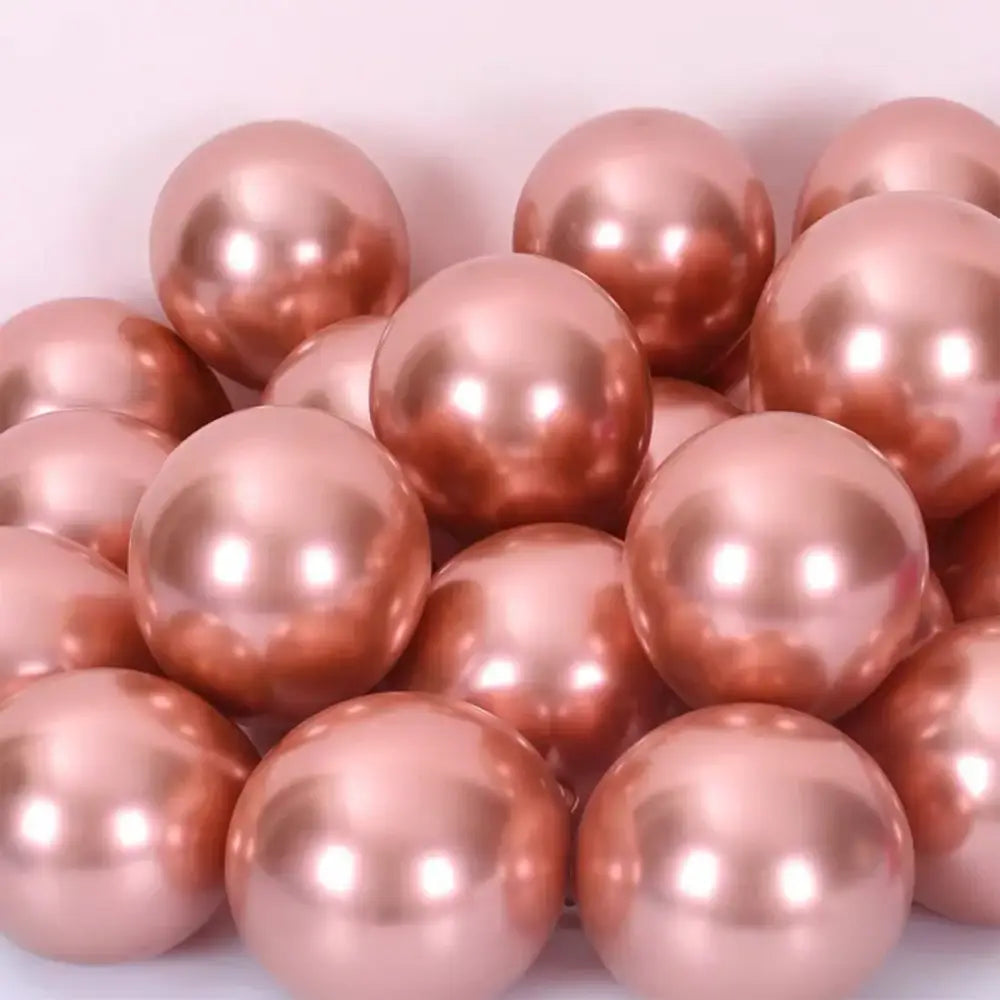 Shiny rose gold metallic latex confetti balloon set ideal for vibrant party decor and celebrations