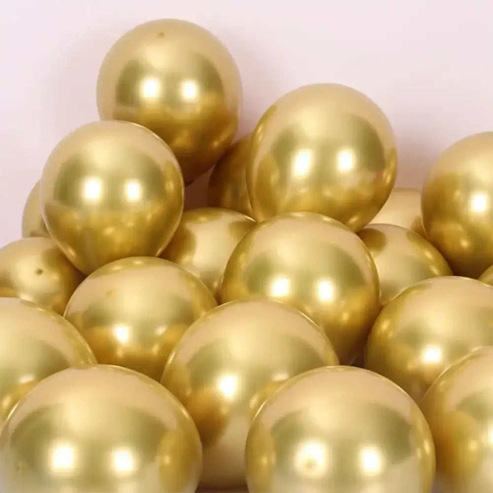 Vibrant metallic latex confetti balloon set featuring shiny gold metal latex confetti balloons for party decor