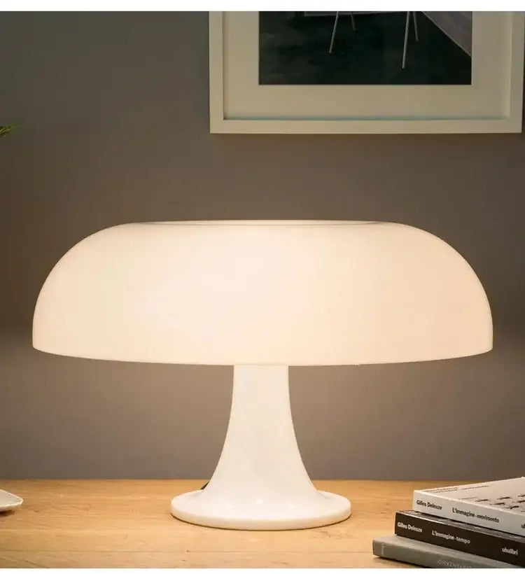 White mushroom-shaped night light mushroom with smooth glossy acrylic finish for bedhead night light use