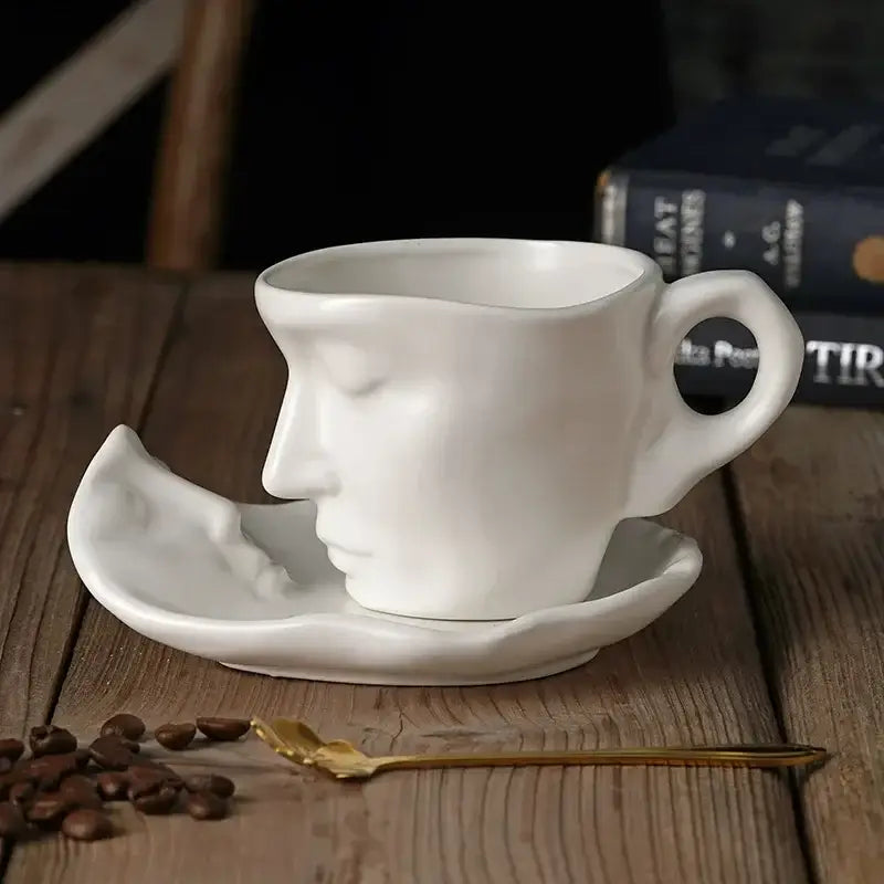 White ceramic frosted ceramic face mug set with serene human face design for kitchen and dining room decorbites frosted ceramic