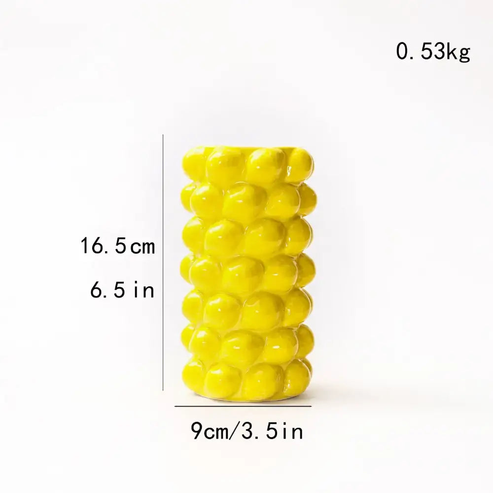 Bright yellow ceramic fruit relief vase with textured bubble surface from decorbites fruit relief kitchen decorbites fruit