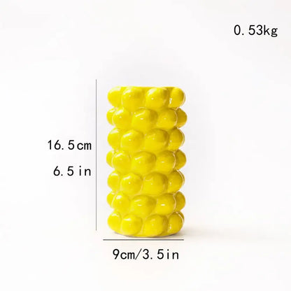 Bright yellow ceramic fruit relief vase with textured bubble surface from decorbites fruit relief kitchen decorbites fruit