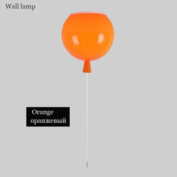 Vibrant red orange and yellow balloon lamps wall light with glossy finish and slender white stem for bedroom wall light
