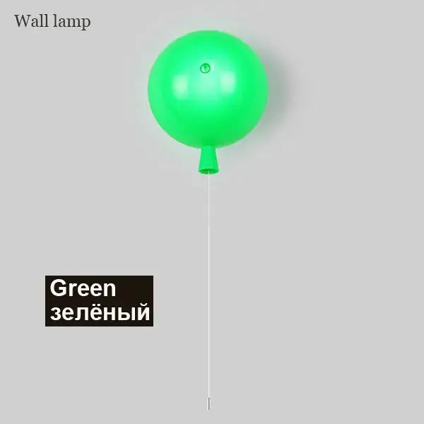 Green balloon lamps wall light with glossy finish and thin white cord, ideal for vibrant bedroom decor