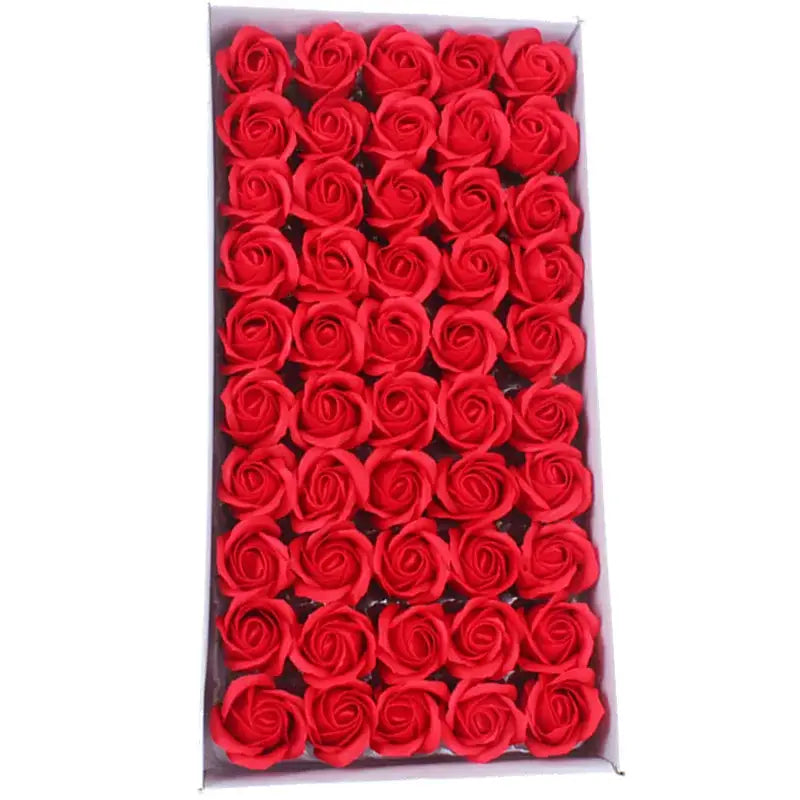A box of vibrant red foam roses with intricate details for decorbites bath flower set bathroom decorbites bath use