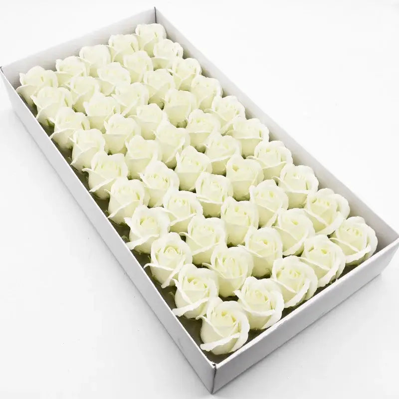 A box of delicate ivory rose-shaped soap bars from decorbites bath flower set for bathroom decorbites bath use