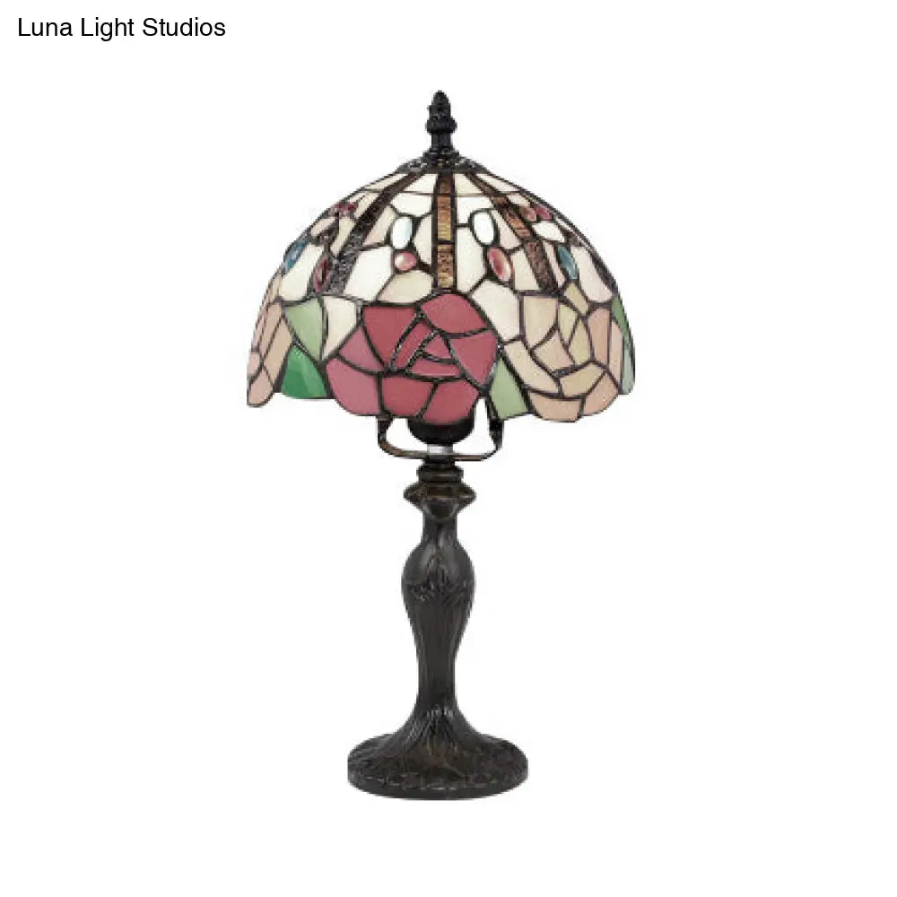 Vibrant Tiffany Rustic Stained Glass Desk Lamp with Floral and Seasonal Patterns - Perfect for Study Room