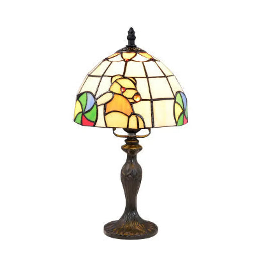 Vibrant Tiffany Rustic Stained Glass Desk Lamp with Floral and Seasonal Patterns - Perfect for Study Room