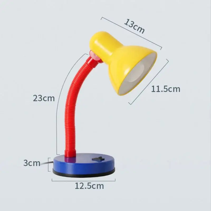Bright yellow and red flexible gooseneck decorbites led study desk lamp with blue base for eye protection lighting