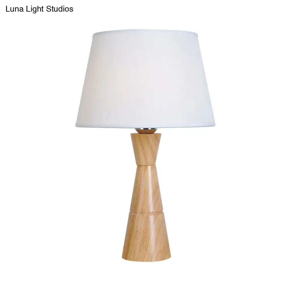 Victoria - Nordic Fabric Wood Table Lamp with Funnel Base