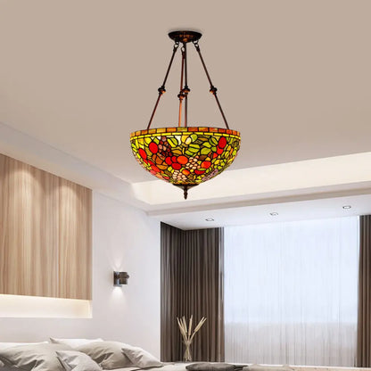 DecorBites™ DecorBites™ Victorian Bronze Ceiling Light Fixture with Stained Glass Dome Shade - 2-Light Semi Flush for Living Room