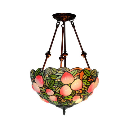 DecorBites™ DecorBites™ Victorian Bronze Ceiling Light Fixture with Stained Glass Dome Shade - 2-Light Semi Flush for Living Room
