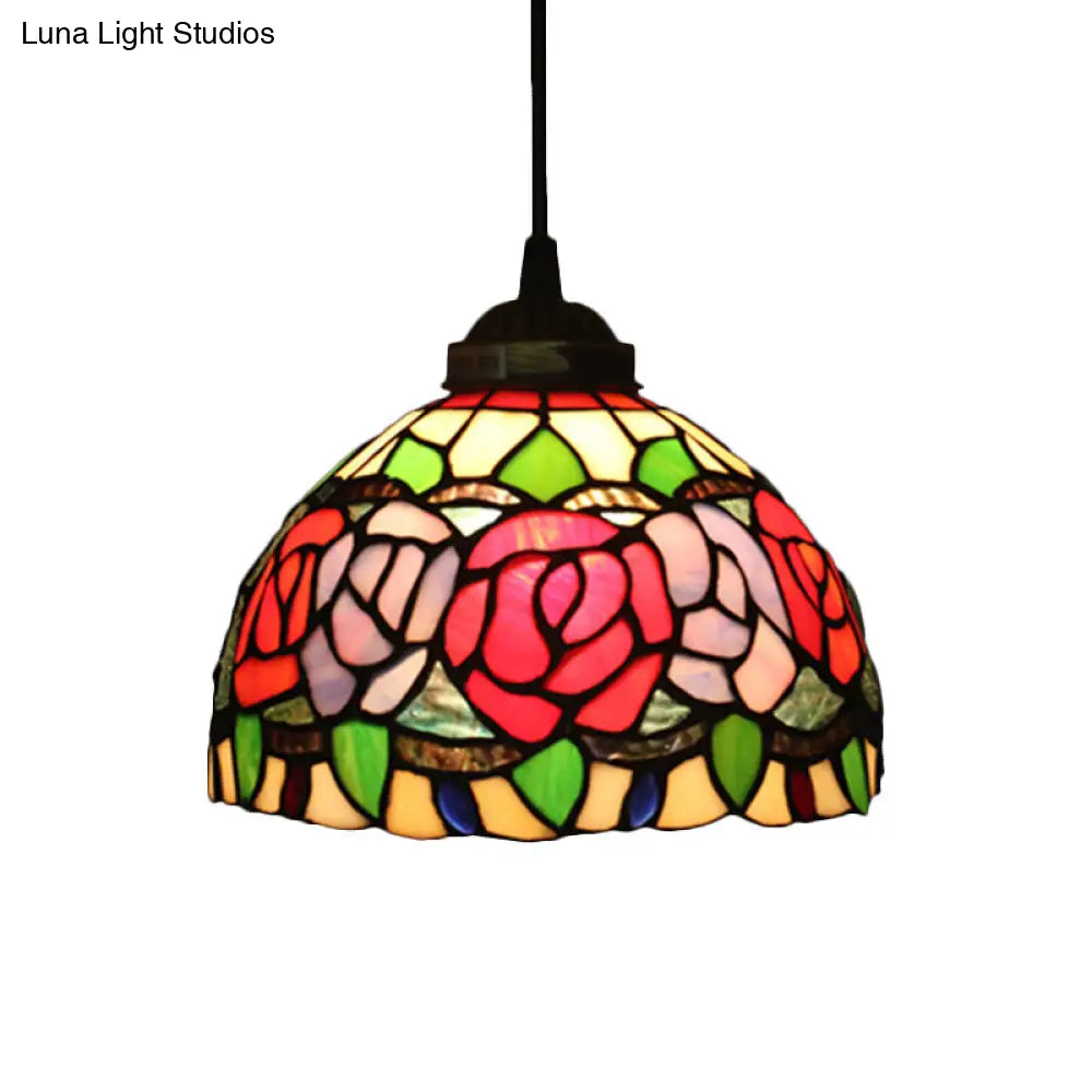 Victorian Cut Glass Pendant Light Kit- Single Light Grape/Flower/Diamond Suspension Lamp in White/Red/Yellow for Kitchen