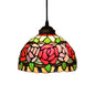 Victorian Cut Glass Pendant Light Kit- Single Light Grape/Flower/Diamond Suspension Lamp in White/Red/Yellow for Kitchen