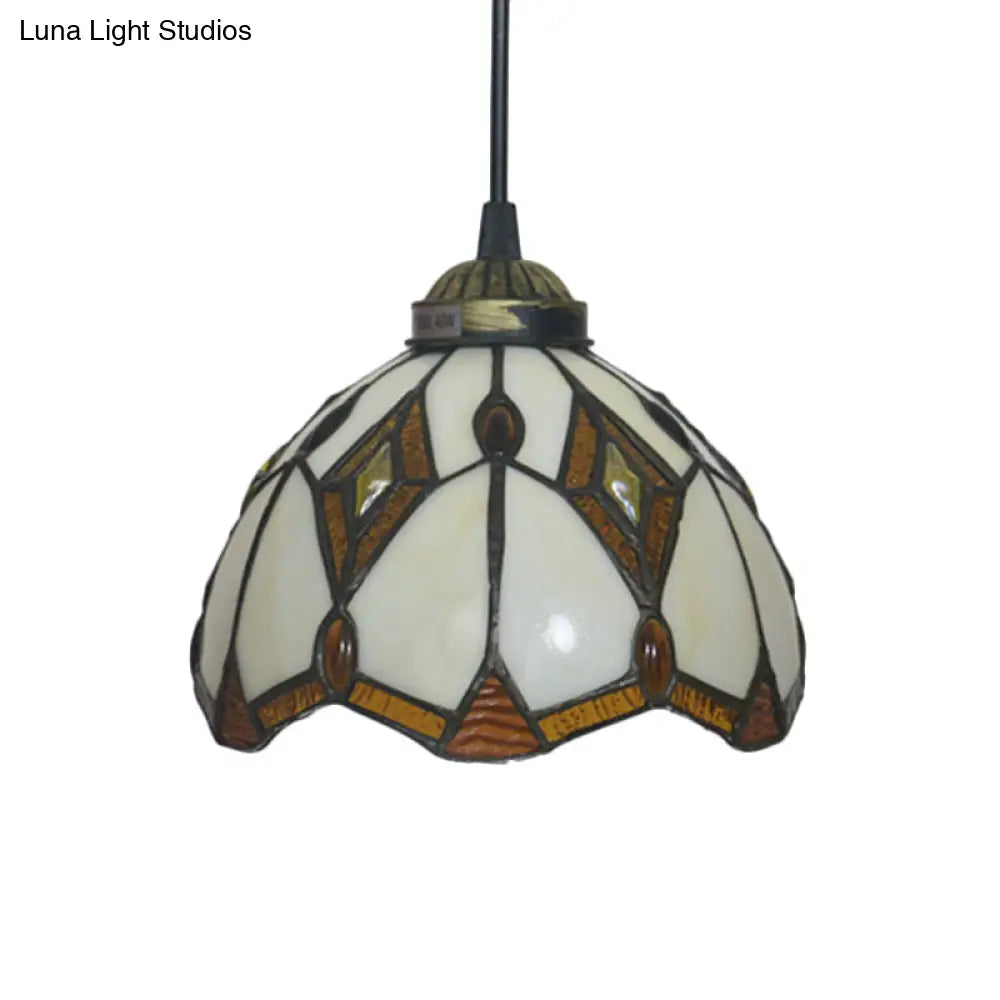 Victorian Cut Glass Pendant Light Kit- Single Light Grape/Flower/Diamond Suspension Lamp in White/Red/Yellow for Kitchen