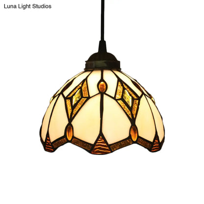 Victorian Cut Glass Pendant Light Kit- Single Light Grape/Flower/Diamond Suspension Lamp in White/Red/Yellow for Kitchen