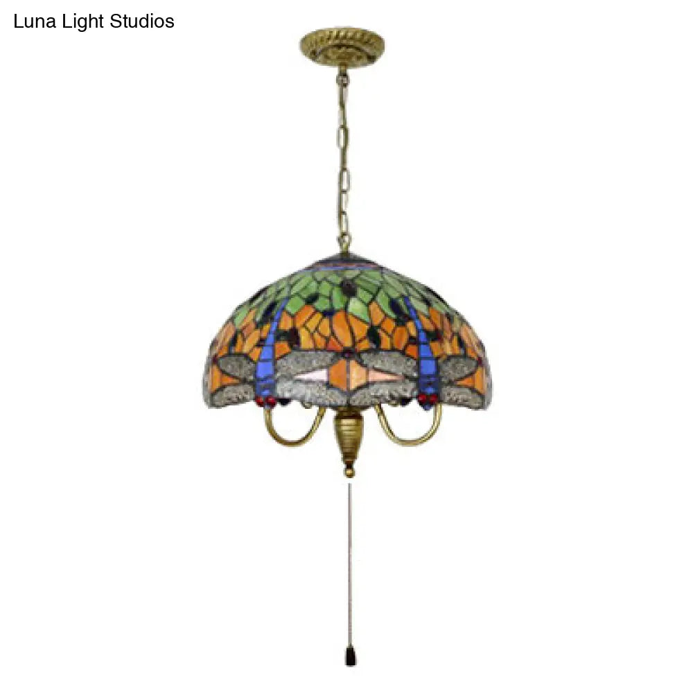 Victorian Dragonfly Antique Brass Pendant Light Kit - Elegant 1-Head Down Lighting for Dining Room