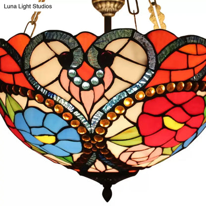 DecorBites™ DecorBites™ Victorian Stained Glass Ceiling Light - Elegant Semi Flush Mount with Floral Pattern