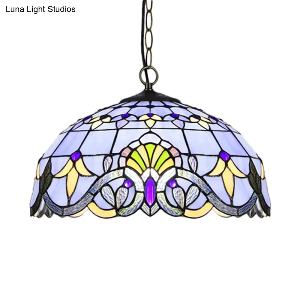 Victorian Stained Glass Dome Shade Pendant Ceiling Light - Single Light Fixture