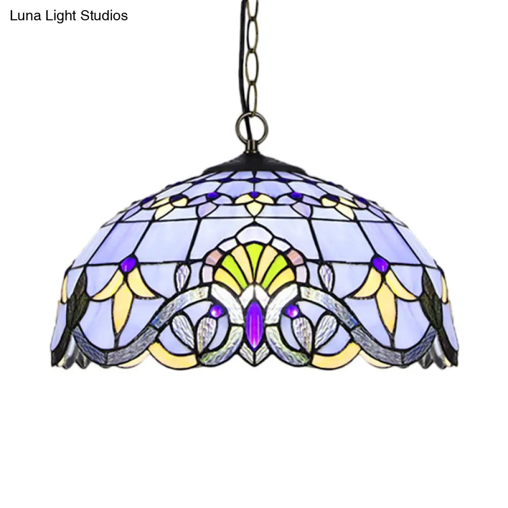 Victorian Stained Glass Dome Shade Pendant Ceiling Light - Single Light Fixture