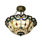 Victorian Stained Glass Semi Flush Mount Light for Living Room