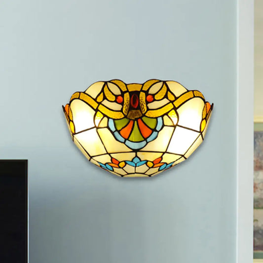Victorian Stained Glass Wall Sconce Light - Multi Color, Ideal for Corridor