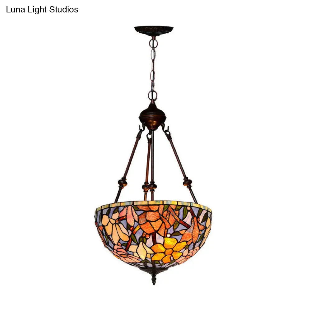 Victorian-style Petal Chandelier: 2-Light Cut Glass Ceiling Fixture in Red/Pink/Purple for Bedrooms