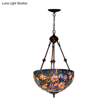 Victorian-style Petal Chandelier: 2-Light Cut Glass Ceiling Fixture in Red/Pink/Purple for Bedrooms