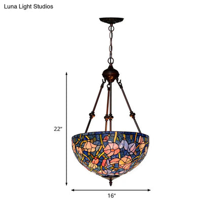 Victorian-style Petal Chandelier: 2-Light Cut Glass Ceiling Fixture in Red/Pink/Purple for Bedrooms