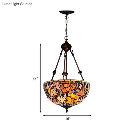 Victorian-style Petal Chandelier: 2-Light Cut Glass Ceiling Fixture in Red/Pink/Purple for Bedrooms