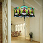 Victorian-Style Stained Glass Drum Pendant Light for Living Room - 18" W