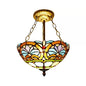 Victorian Tiffany Style Ceiling Fixture - 12"/16" Wide Bowl Design Light