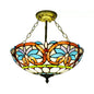 Victorian Tiffany Style Ceiling Fixture - 12"/16" Wide Bowl Design Light