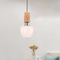 Vintage 1-Light Chrome Tulip Pendant with Frosted White Glass and Wood Top - Elegant Hanging Lighting